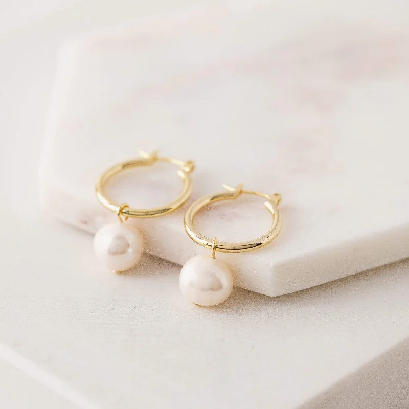 Hoop earrings with hearts for a sweet and romantic gesture-Andie Pearl Hoop Earrings