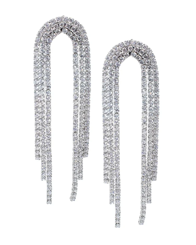 Best hoop earrings with geometric hexagon shapes for a modern, angular look-Arch Fringe Cubic Zirconia Earrings