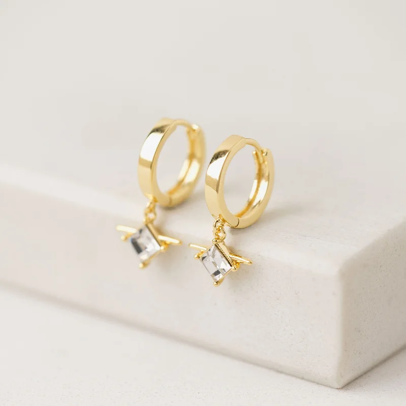 Hoop earrings with textured gold for a refined and sophisticated aesthetic-Asta Huggie Drop Hoop Earrings