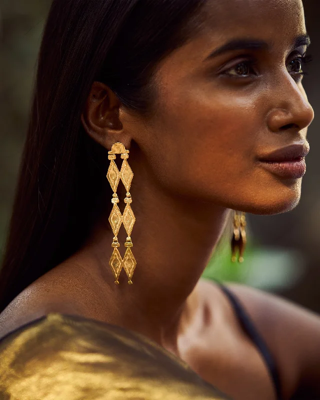 Best hoop earrings with delicate chain details for a trendy and stylish design-Barfi Danglers - Gold