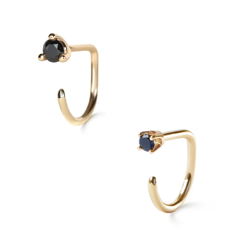 Best hoop earrings with blackened metal for an edgy and bold appearance-Claw Asymmetric Earring Pair, Black Diamond