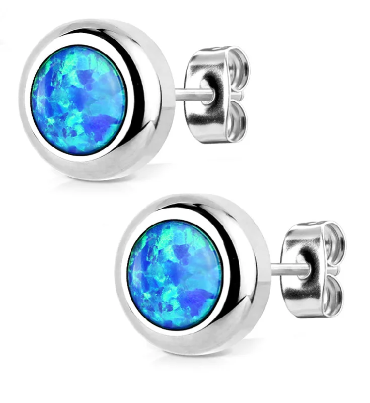 Best hoop earrings with intricate beaded details for a textured, stylish appearance-Blue Opal Set Earrings