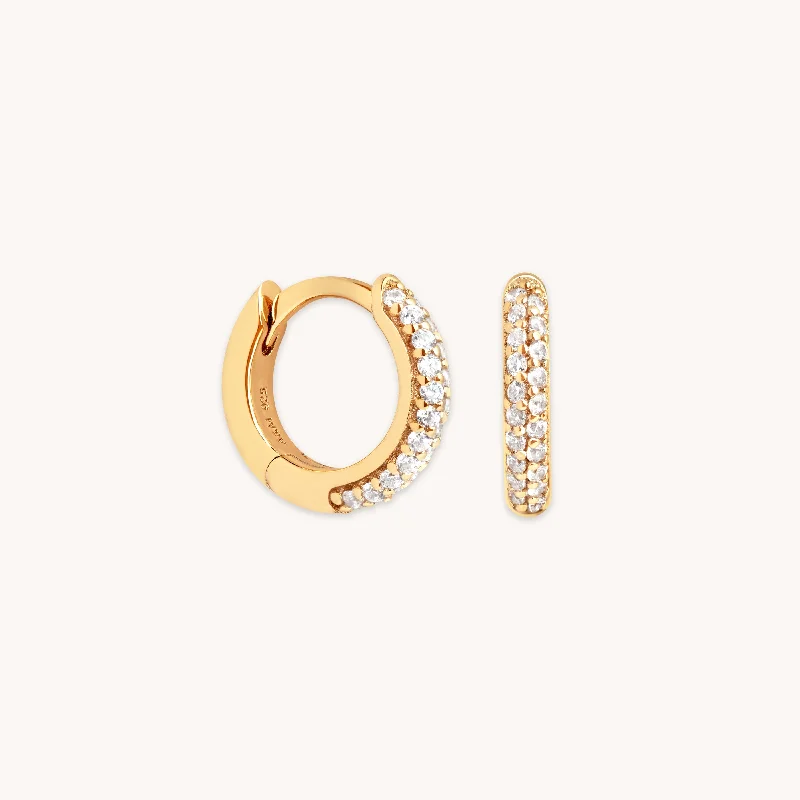 Hoop earrings with intricate designs for a unique and artistic appearance-Bold Pavé Huggies in Gold