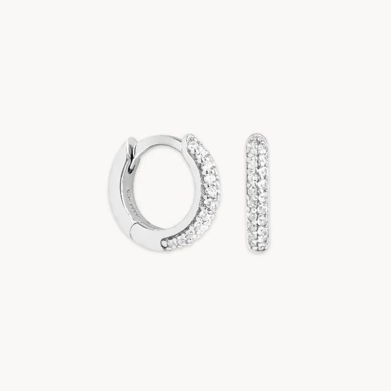 Hoop earrings with multi-tone finishes for a colorful and layered effect-Bold Pavé Huggies in Silver