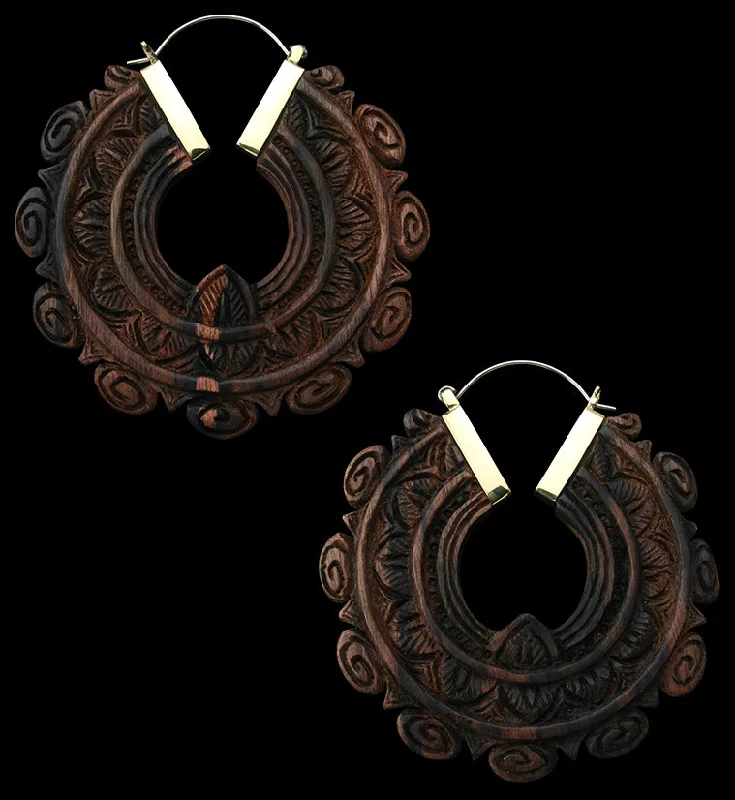 Best hoop earrings with rose gold for a romantic and warm aesthetic-Bullion Areng Wooden Hangers / Earrings