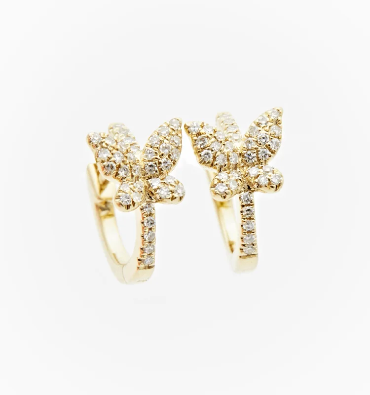 Hoop earrings with snake print designs for an edgy, wild appearance-Butterfly Diamond Hoop Earrings