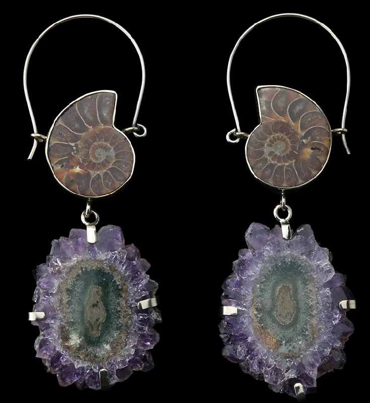 Best hoop earrings with matching bracelets for a coordinated jewelry set-Cavern Ammonite & Stalactite Titanium Hangers