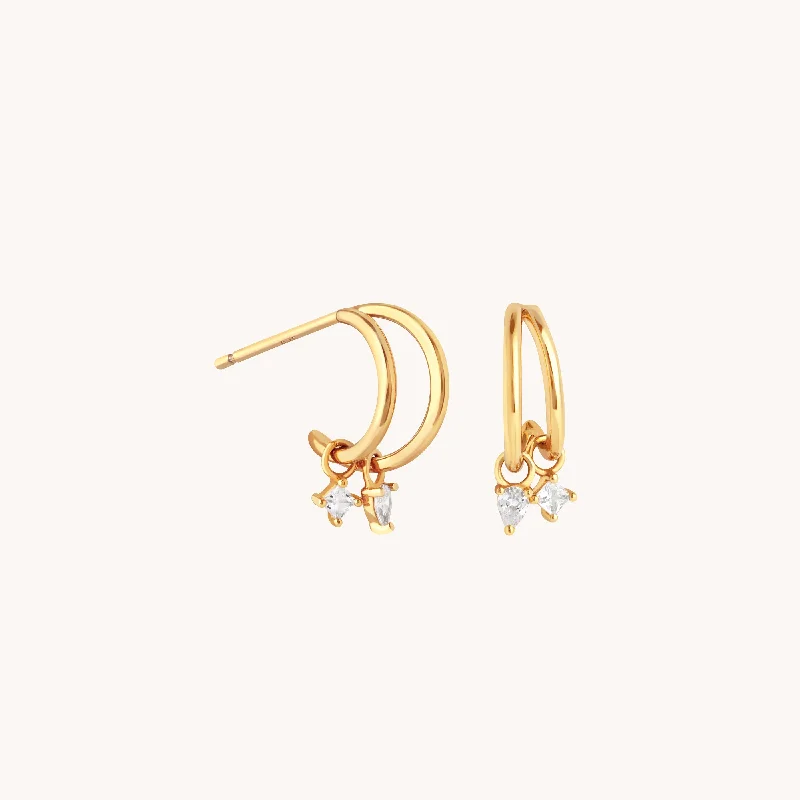 Best hoop earrings with stacked layers for a dimensional and bold look-Celestial Crystal Huggies in Gold