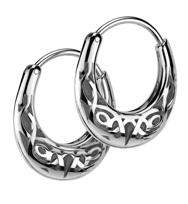 Best hoop earrings with asymmetrical designs for a fashion-forward, avant-garde look-Celtic Knot Hoop Stainless Steel Hinged Earrings