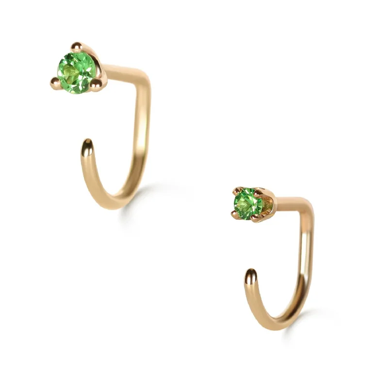 Hoop earrings with dangling charms for a playful and fun look-Claw Asymmetric Earring Pair, Tsavorite