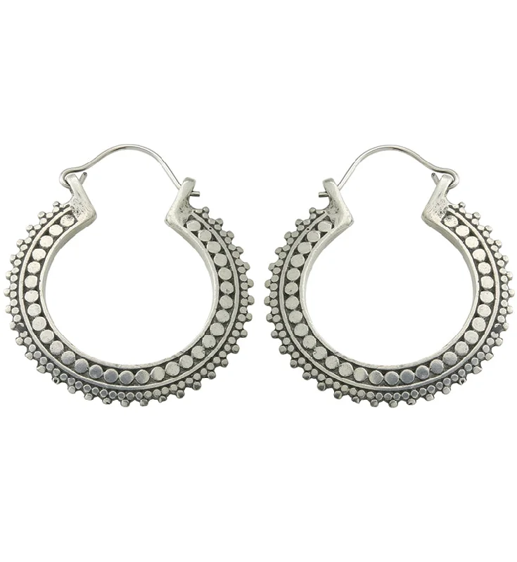 Hoop earrings with luxe velvet finishes for a rich and luxurious touch-Colure White Brass Hangers / Earrings