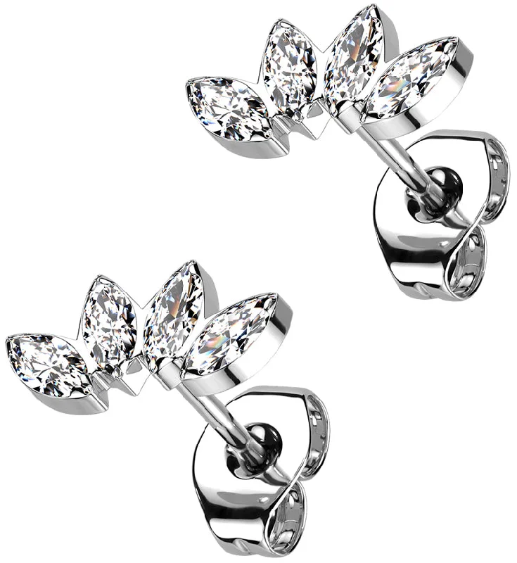 Hoop earrings with textured finishes for a vintage and classic style-Contessa Clear CZ Titanium Threadless Earrings