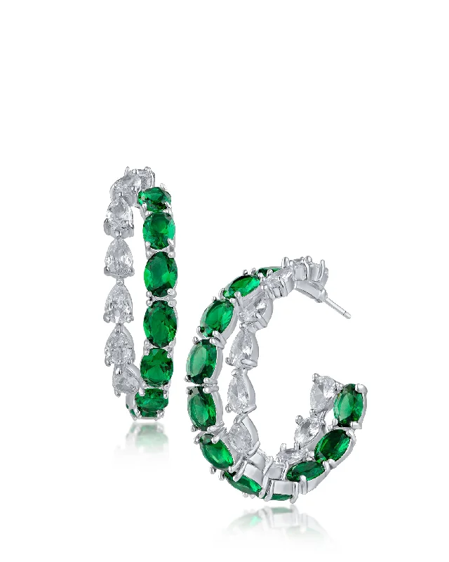 Best hoop earrings with Swarovski crystals for added sparkle and luxury-Pear and Oval CZ Hoop Earrings