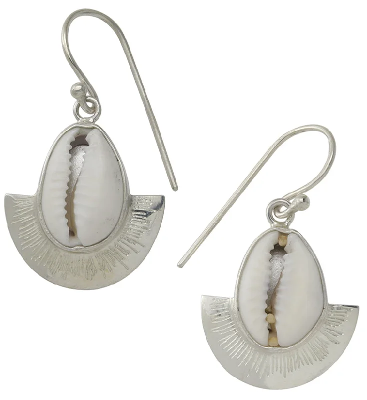 Best hoop earrings with enamel details for a colorful and modern look-Cowrie Shell Sterling Silver Earrings