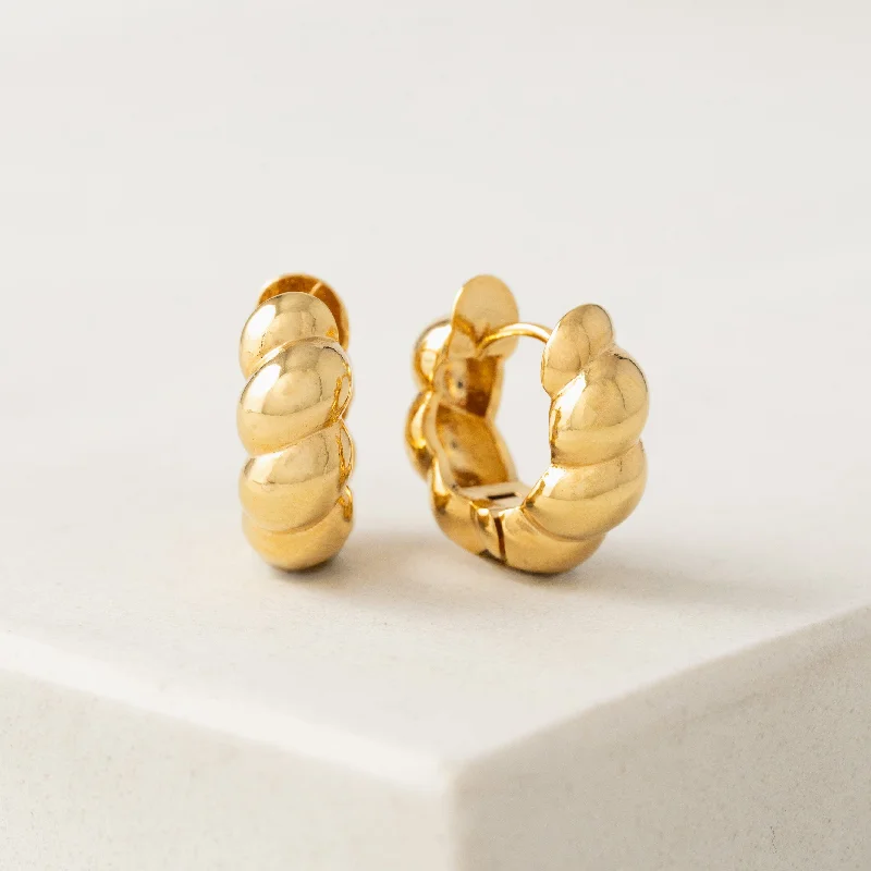 Best hoop earrings with marbled designs for a trendy and artistic effect-Croissant Puff Hoop Earrings Gold