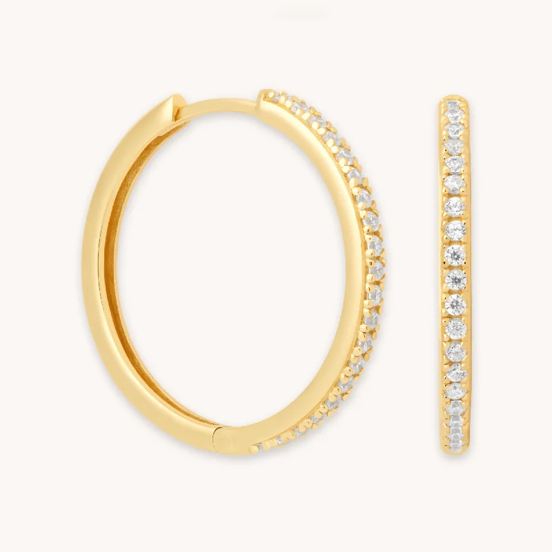 Best hoop earrings with smooth ceramic finishes for a polished, clean style-Essential Crystal Large Hoops in Gold