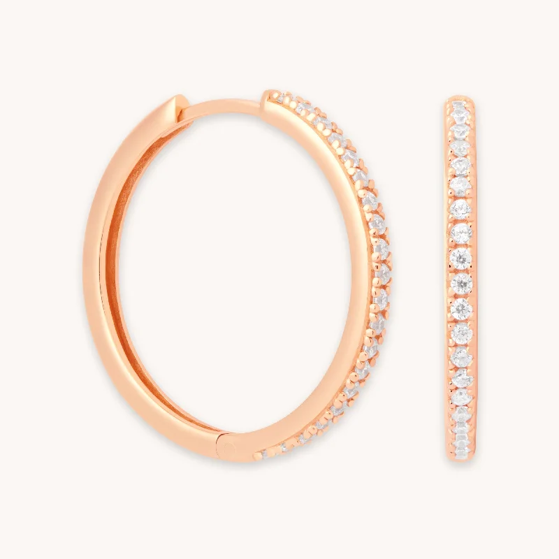 Hoop earrings with diamond-cut surfaces for added sparkle and shine-Essential Crystal Large Hoops in Rose Gold