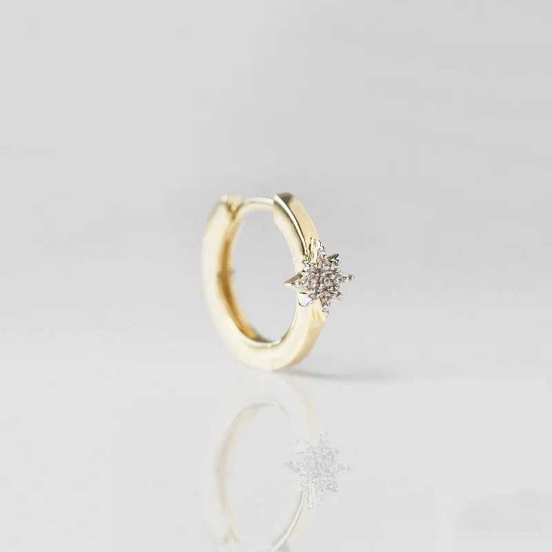 Hoop earrings with gold accents for a warm, elegant statement piece-CZ Star Hoop