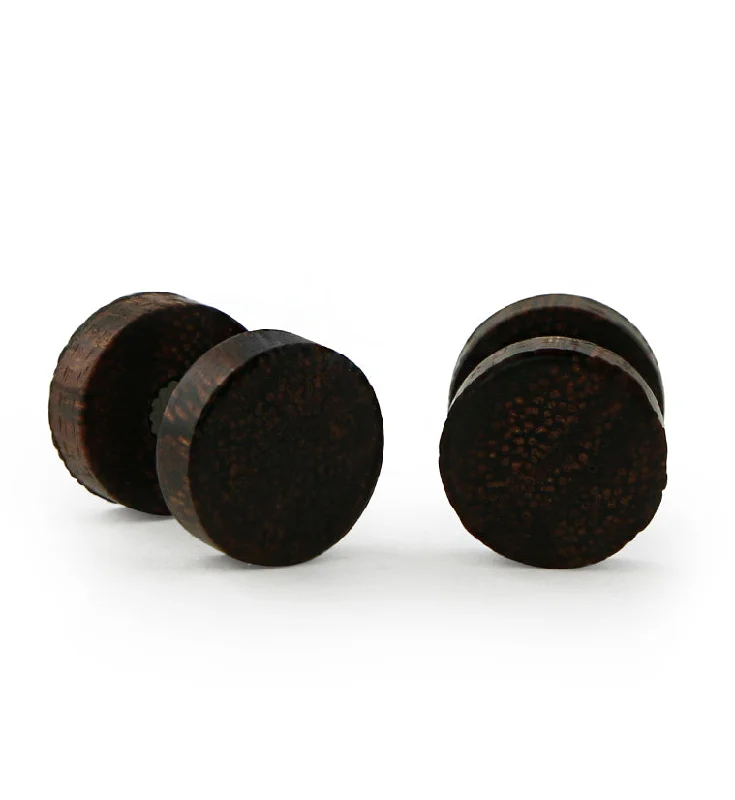 Hoop earrings with a matte black finish for a sleek, edgy vibe-Dark Tamarind Wood Fake Gauge Plugs