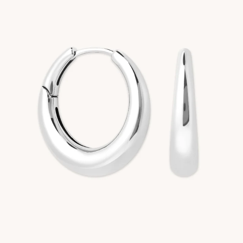 Hoop earrings with hammered textures for a boho-chic and rustic vibe-Dome Hoops in Silver