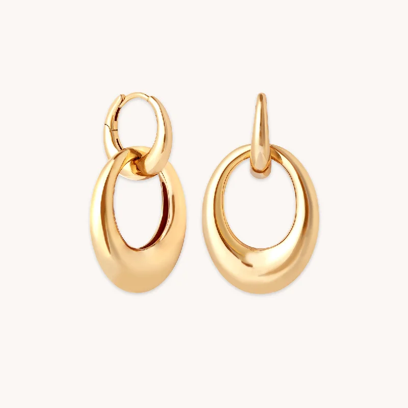 Best hoop earrings with matching bracelets for a coordinated jewelry set-Dome Link Hoops in Gold