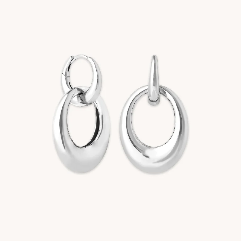 Hoop earrings with polished metal for a shiny and high-quality finish-Dome Link Hoops in Silver