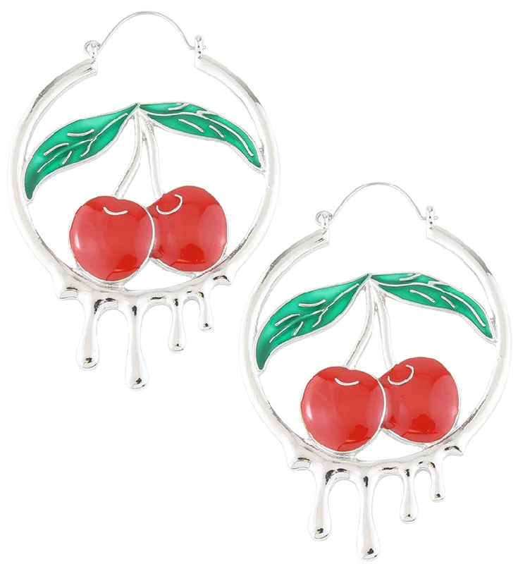 Best hoop earrings with cubic zirconia for a budget-friendly, dazzling look-Dripping Cherries Stainless Steel Plug Hoops