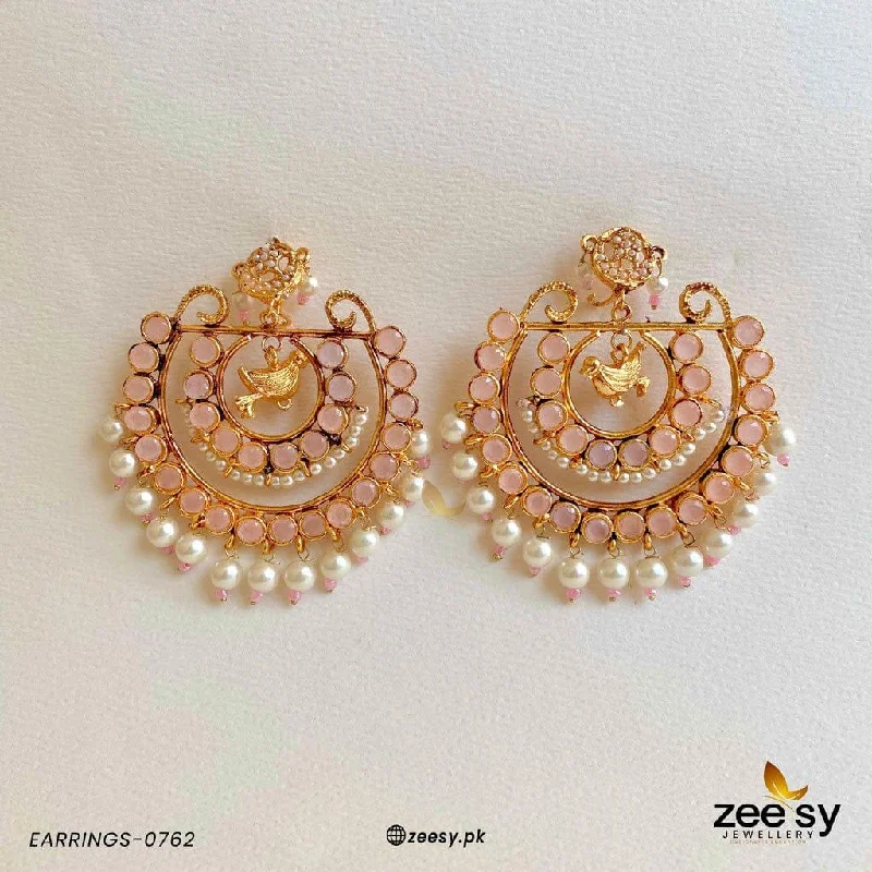 Hoop earrings with oversized pearl accents for a statement-making look-EARRINGS-0762