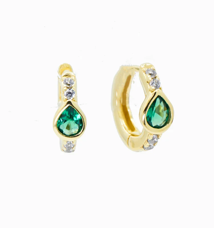 Best hoop earrings with smooth ceramic finishes for a polished, clean style-Emerald Teardrop Hoop Earrings