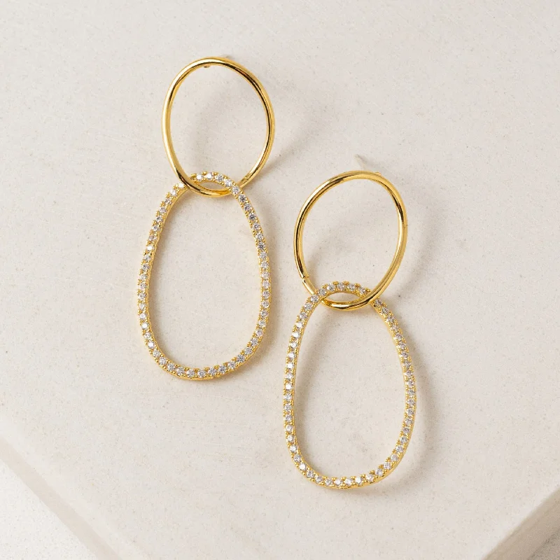 Best hoop earrings with gold for a luxurious and timeless look-Encore Pave Large Linked Hoop Earrings Gold