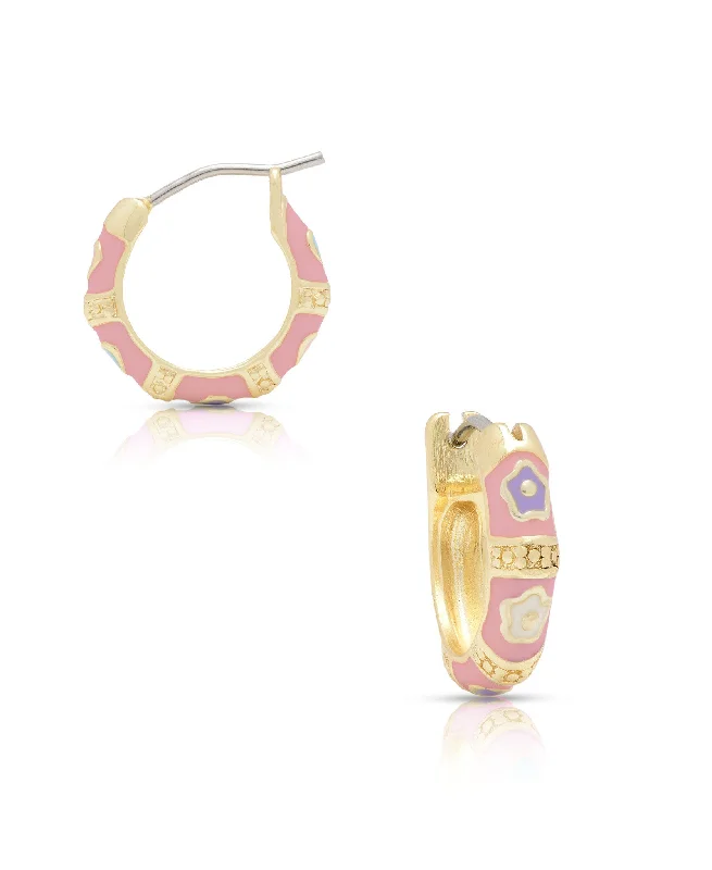 Hoop earrings with braided patterns for a detailed and textured finish-Flower Hoop Earrings