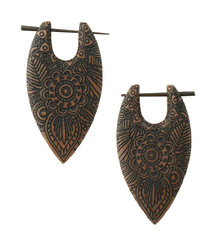 Hoop earrings with abstract shapes for an artistic and creative touch-Flower Sun Saba Wood Point Earrings