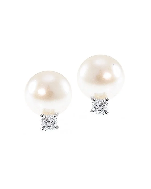 Best hoop earrings with sterling silver for an affordable and chic design-Freshwater Pearl and CZ Earrings