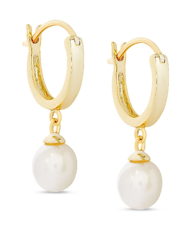 Hoop earrings with rhinestone embellishments for a glamorous and sparkling look-Freshwater Pearl Dangle Hoop Earrings