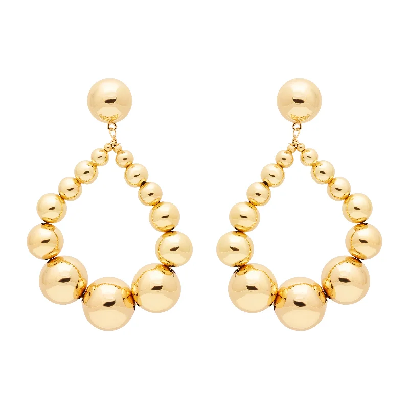 Hoop earrings with satin finishes for a smooth and elegant appearance-Gold Bead Drop Pierced Earrings