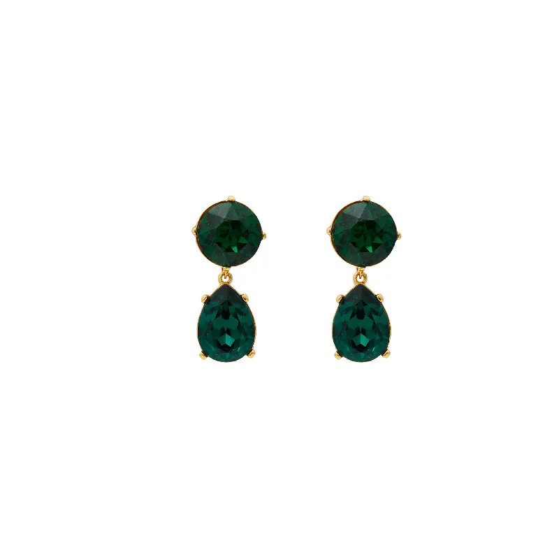 Best hoop earrings with multi-colored gemstones for a vibrant and lively touch-Gold & Emerald Teardrop Pierced Earring