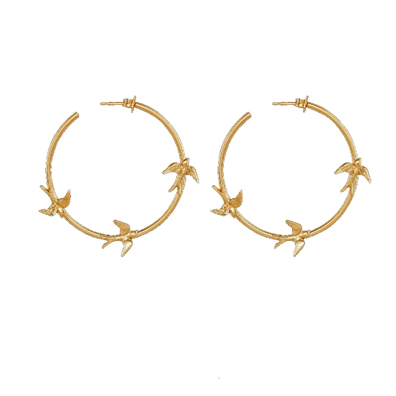 Best hoop earrings with lever-back closures for secure and easy wear-Gold Flight of the Swallow Hoop Earrings