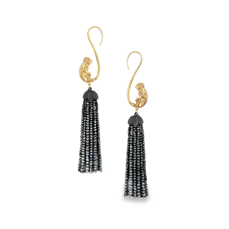 Best hoop earrings with cubic zirconia for a budget-friendly, dazzling look-Gold Monkey Tassel Earrings