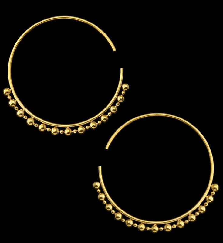 Best hoop earrings with marbled designs for a trendy and artistic effect-Gold PVD Beaded Hoop Stainless Steel Hangers