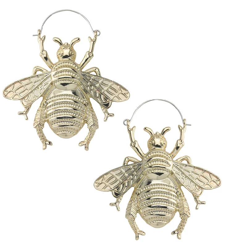 Best hoop earrings with minimal embellishments for a sleek and modern look-Gold PVD Bumblebee Plug Hoops