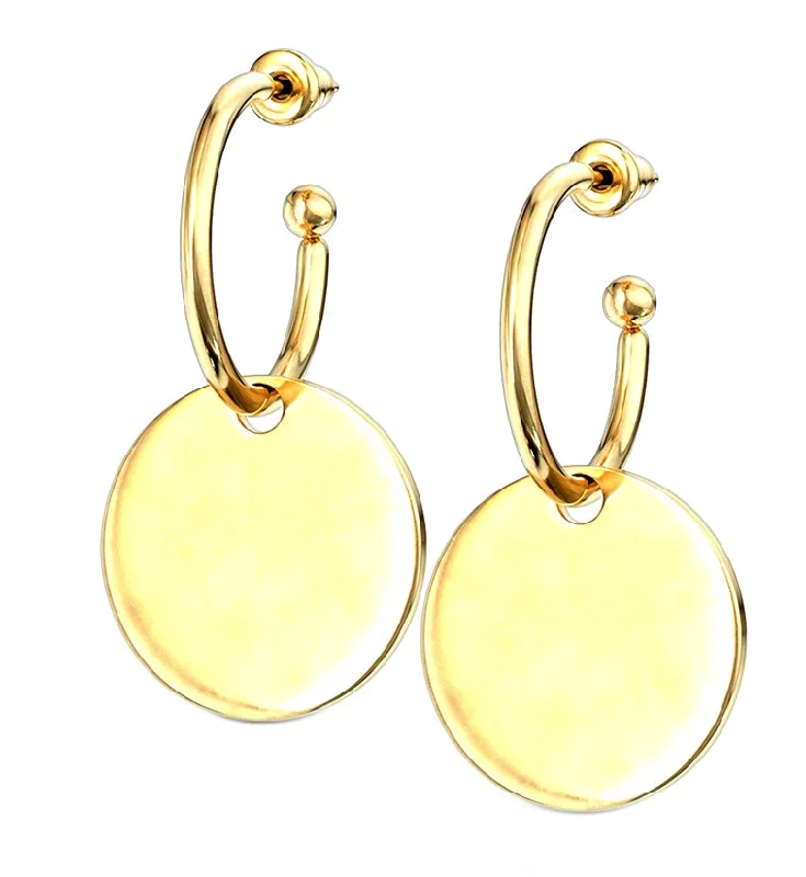 Best hoop earrings with minimal embellishments for a sleek and modern look-Gold PVD Disk Hoop Earrings