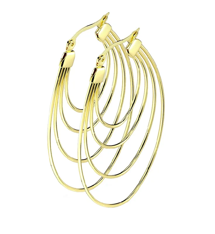 Hoop earrings with artistic filigree designs for an intricate, delicate finish-Gold PVD Multi Hoop Earrings