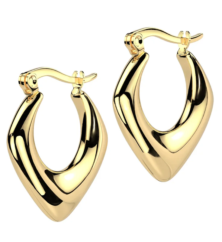 Hoop earrings with cut-out designs for a creative and lightweight effect-Gold PVD Apex Stainless Steel Hinged Hoop Earrings