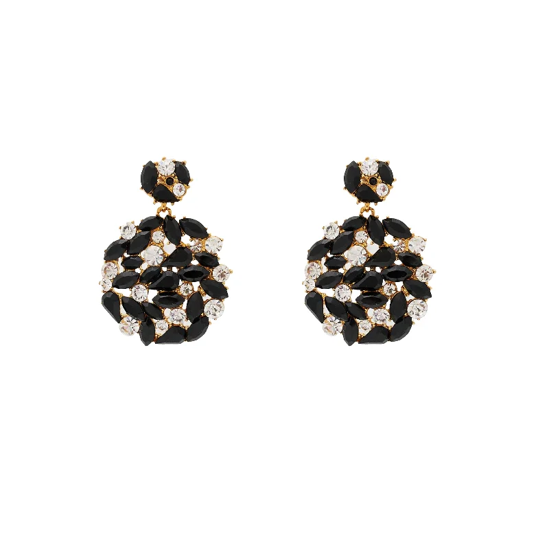 Best hoop earrings with sterling silver for an affordable and chic design-Black & Gold Drop Post Earrings