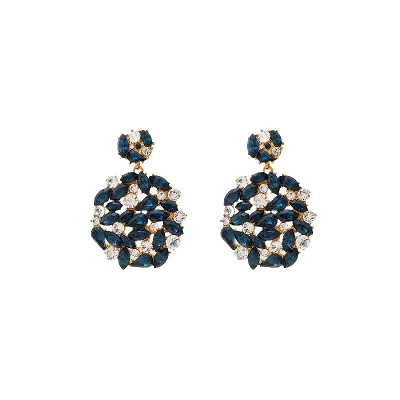 Best hoop earrings with geometric pendants for a modern, chic appeal-Sapphire & Gold Drop Post Earrings