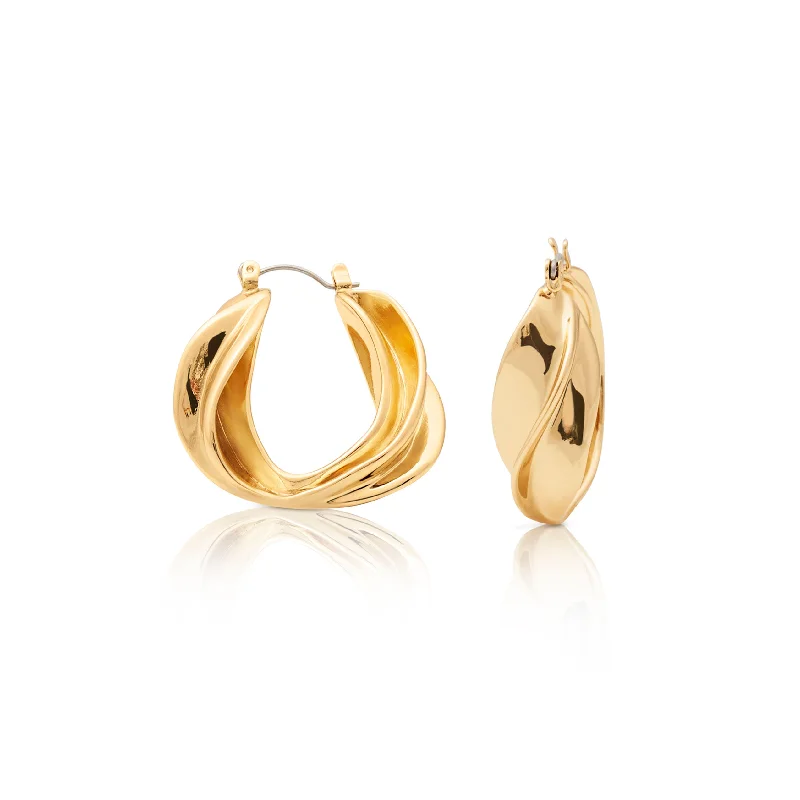 Hoop earrings with infinity loop designs for a continuous and eternal shape-Gold Twist Hoop Earring