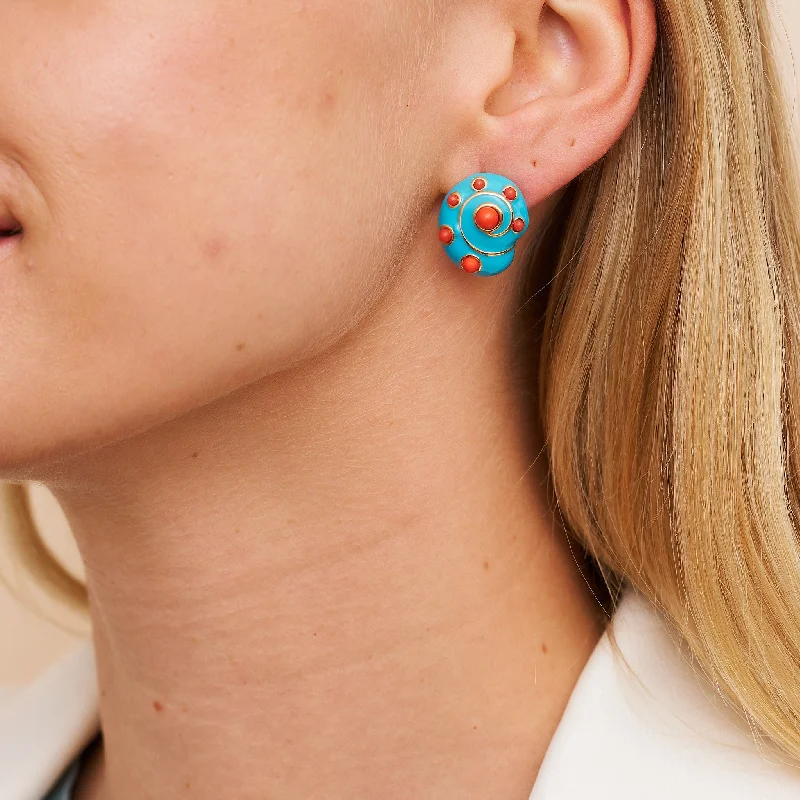 Best hoop earrings with vintage-style detailing for a nostalgic and timeless look-Turquoise & Coral Snail Earrings