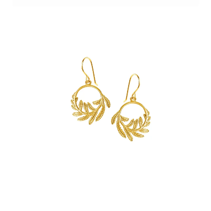 Hoop earrings with crescent moon shapes for a celestial and mystical appearance-Gold Wee Fern Hoop Earrings