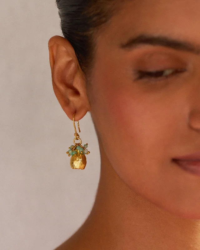 Best hoop earrings with detachable studs for a versatile and adjustable accessory-Himalayan Poppy Drops Earrings - Gold