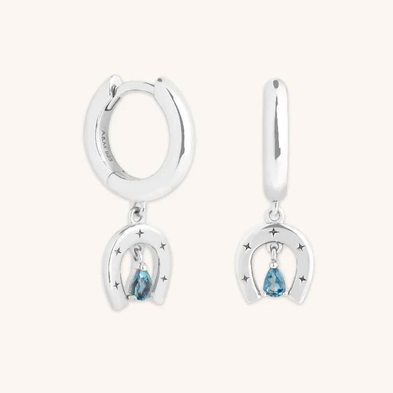 Hoop earrings with open designs for a modern, lighthearted vibe-Horseshoe Charm Huggies in Silver